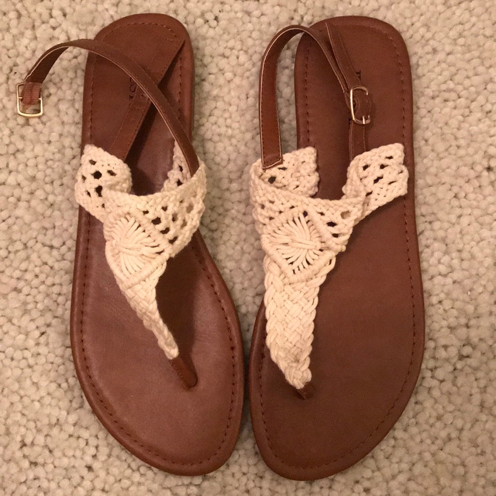 White crochet sandals